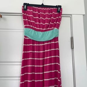 Hot pink/white stripe with mint Maxi dress
